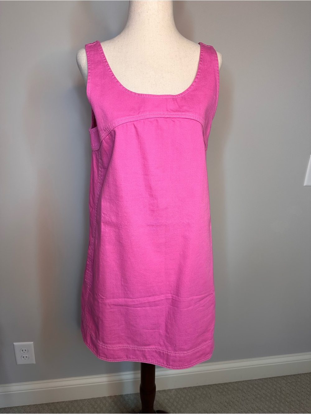 Sz 4 Pilcro Anthropologie pink shift dress sleeveless snap shoulder